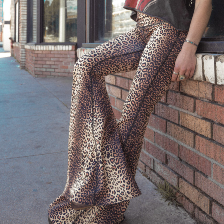 Golden Cat Crop Bell Bottom Pants | Women's Yoga Flare Pants