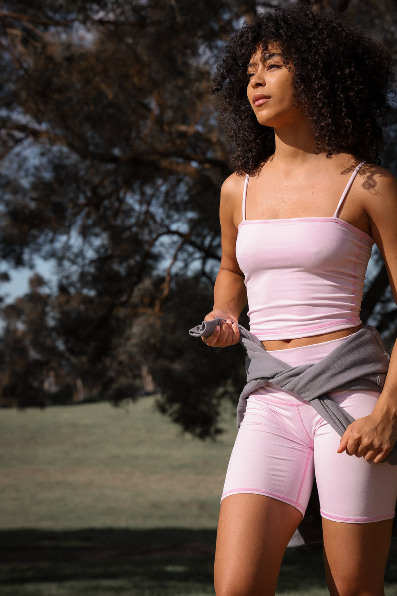 WithLove Solid Pink Tube Top womens yoga crop top Teeki Boutique